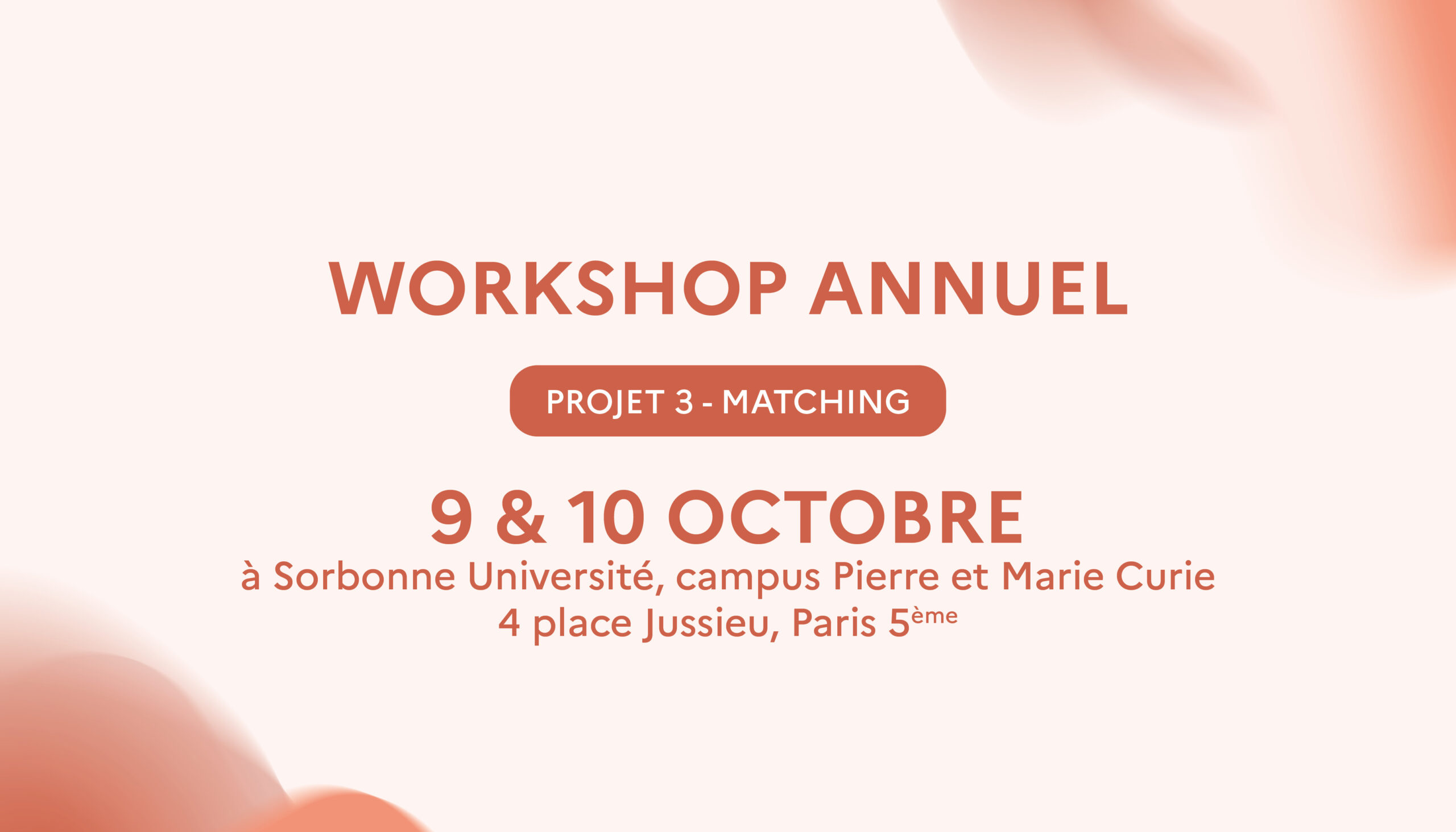 Workshop annuel du PC3 MATCHING – 9 et 10 octobre